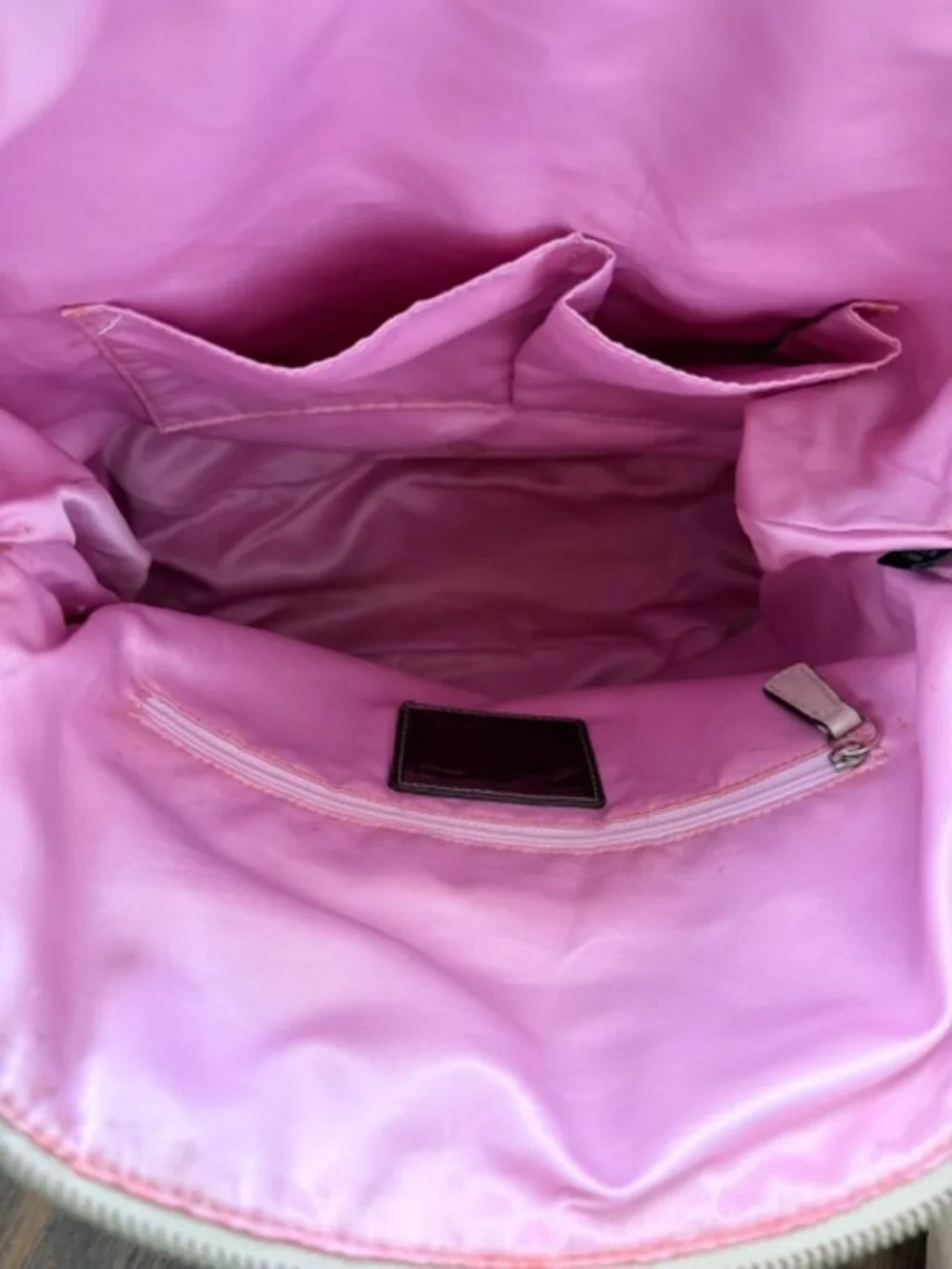 Coach Beige Signature Canvas Floral Poppy Satchel with Purple Accents